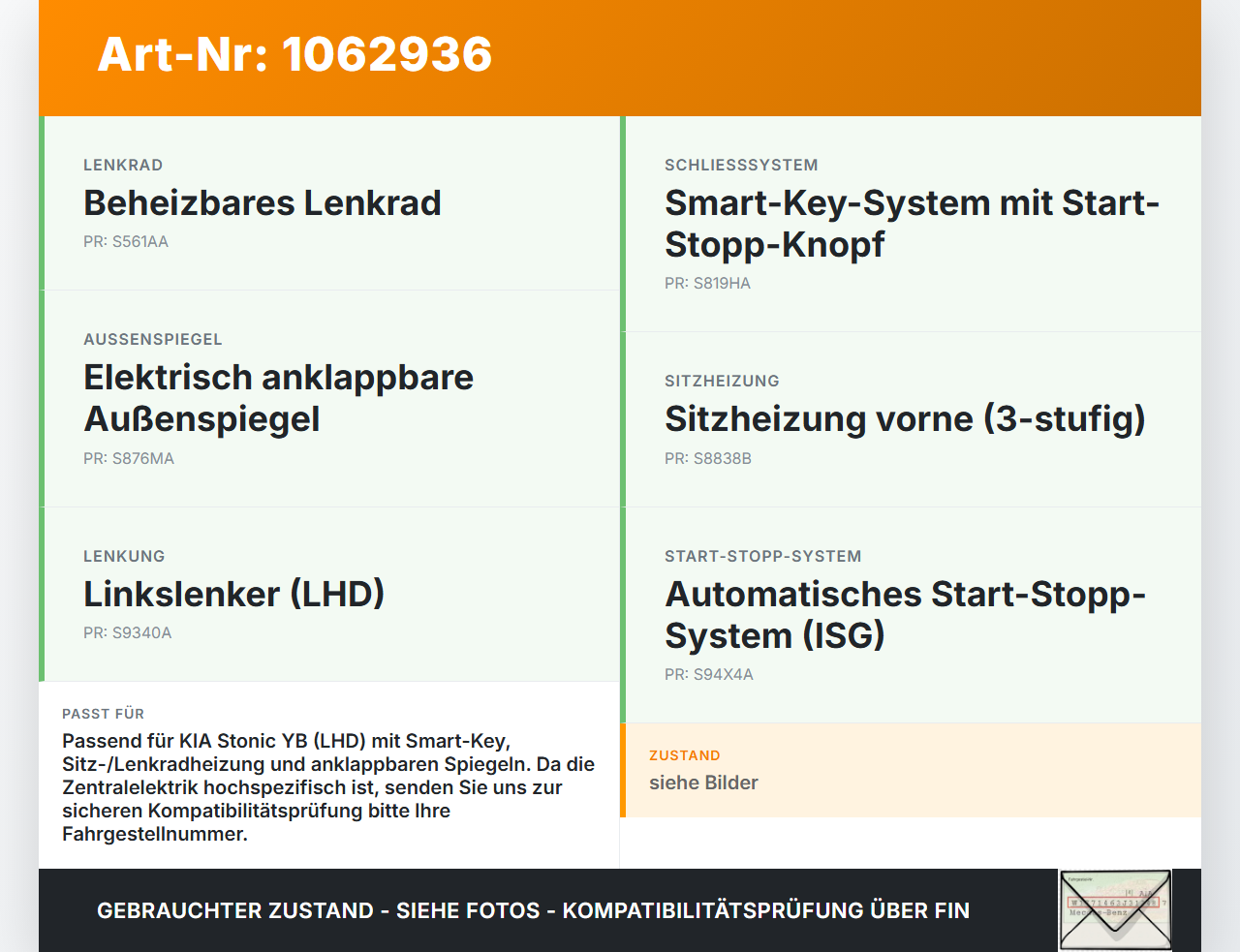 KIA Stonic YB 17-20 1,0 88KW Sicherungskasten Zentralelektrik Innenraum KIA Stonic YB 17-20 09.12.2019 91950H8570... Vorschau 3
