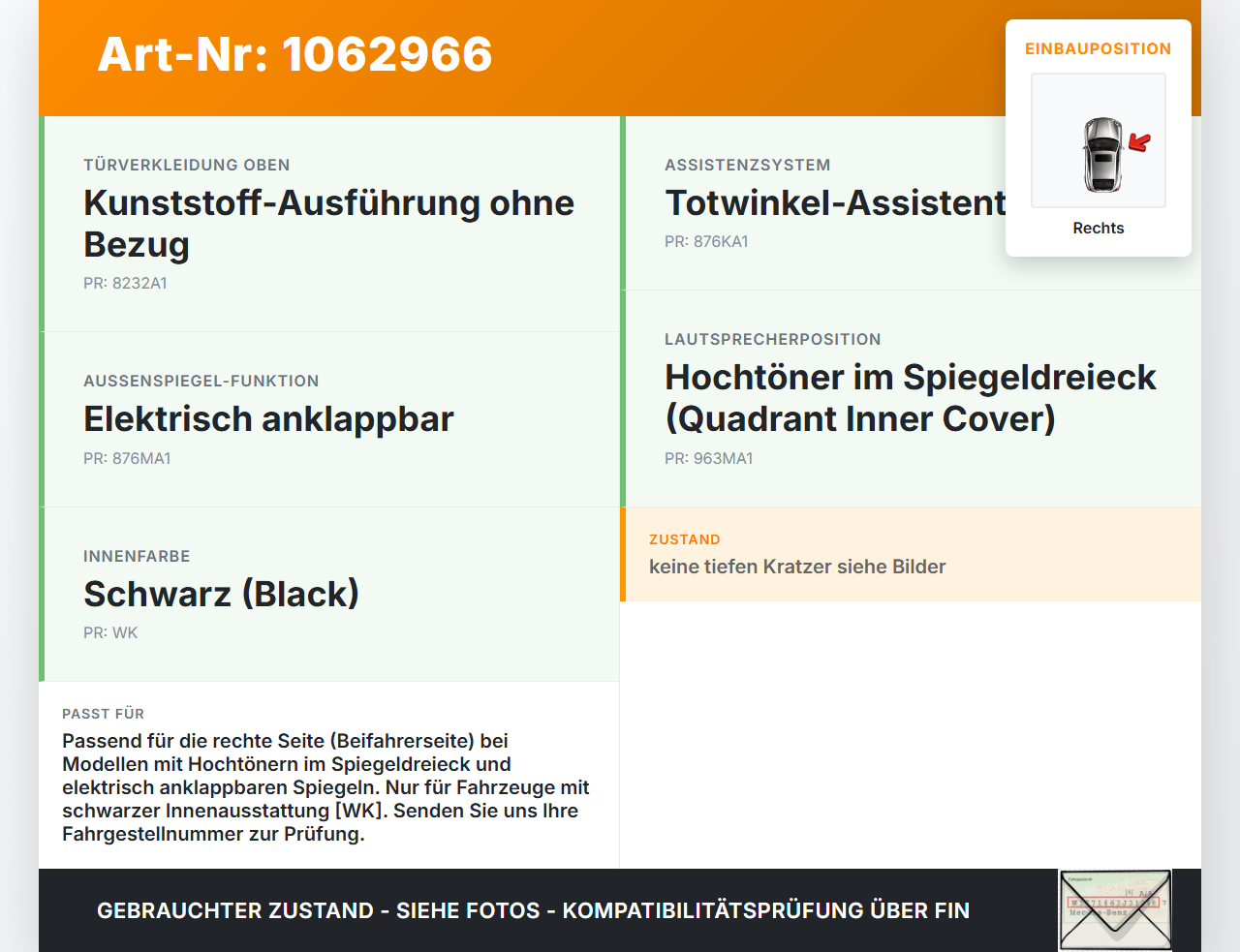 KIA Stonic YB 17-20 Lautsprecher Hochtöner Spiegeldreieck Blende Rechts KIA Stonic YB 17-20 09.12.2019 87660H8000WK... Vorschau 3