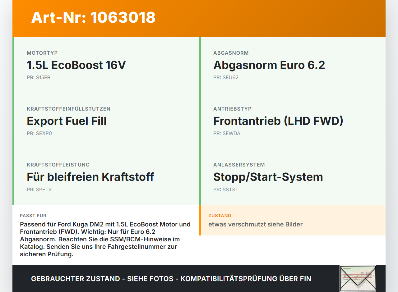 Ford Kuga DM2 16-20 1,5 110KW Kraftstoffpumpe Kraftstoff Förderpumpe Tankgeber Ford Kuga DM2 16-20 27.12.2018... Vorschau 3