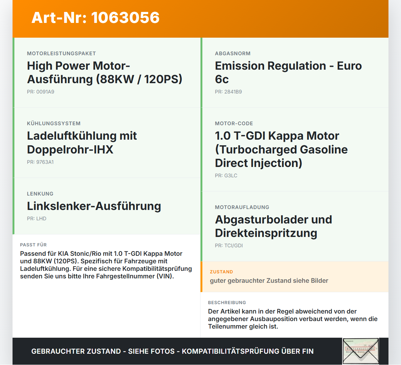 KIA Stonic YB 17-20 1,0 88KW Ansaugrohr Ladeluftschlauch Luftschlauch Pos.1 KIA Stonic YB 17-20 09.12.2019... Vorschau 3