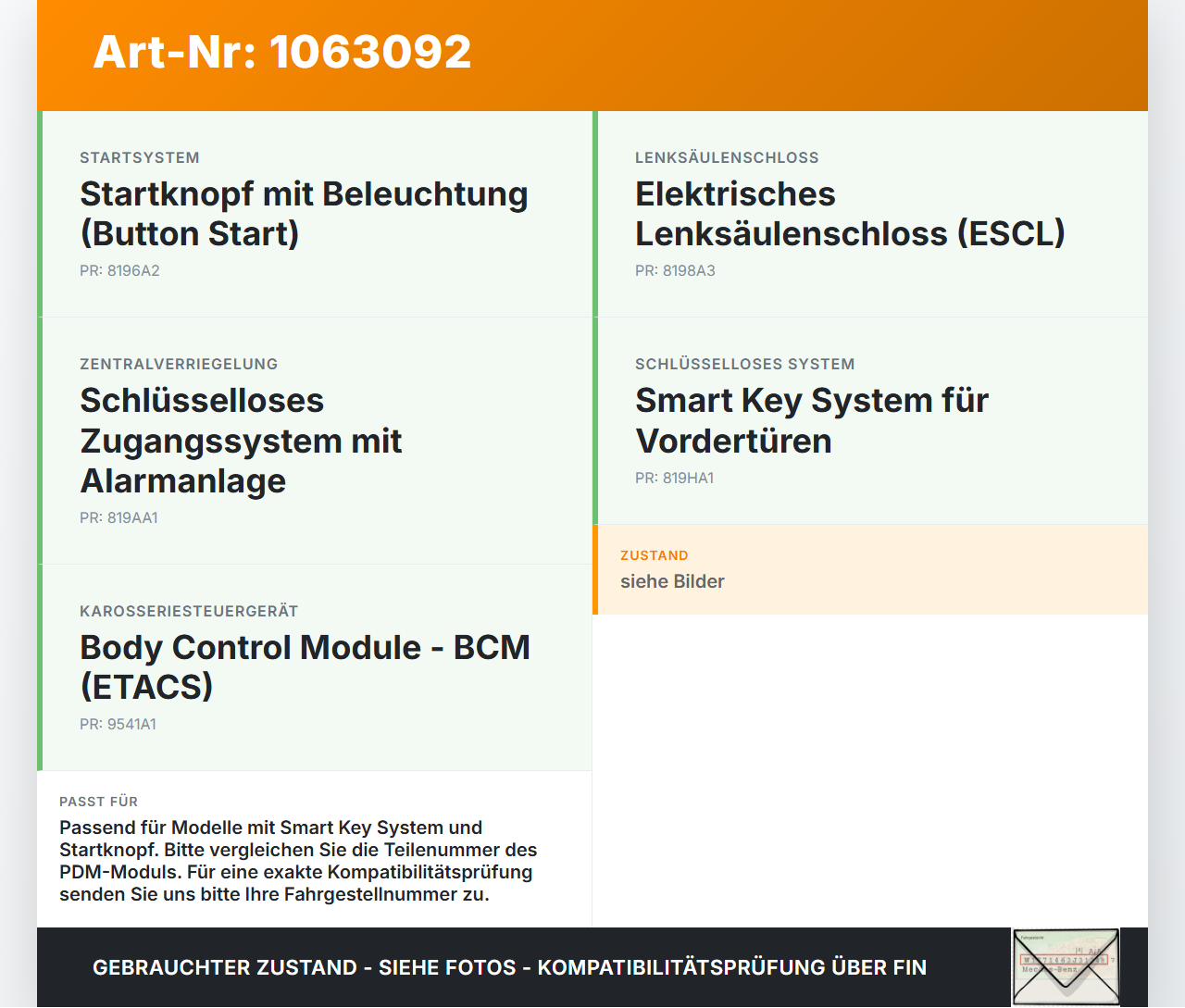 KIA Stonic YB 17-20 Steuergerät ECU Modul SG Innenraumsteuergerät KIA Stonic YB 17-20 09.12.2019 919401M521... Vorschau 3
