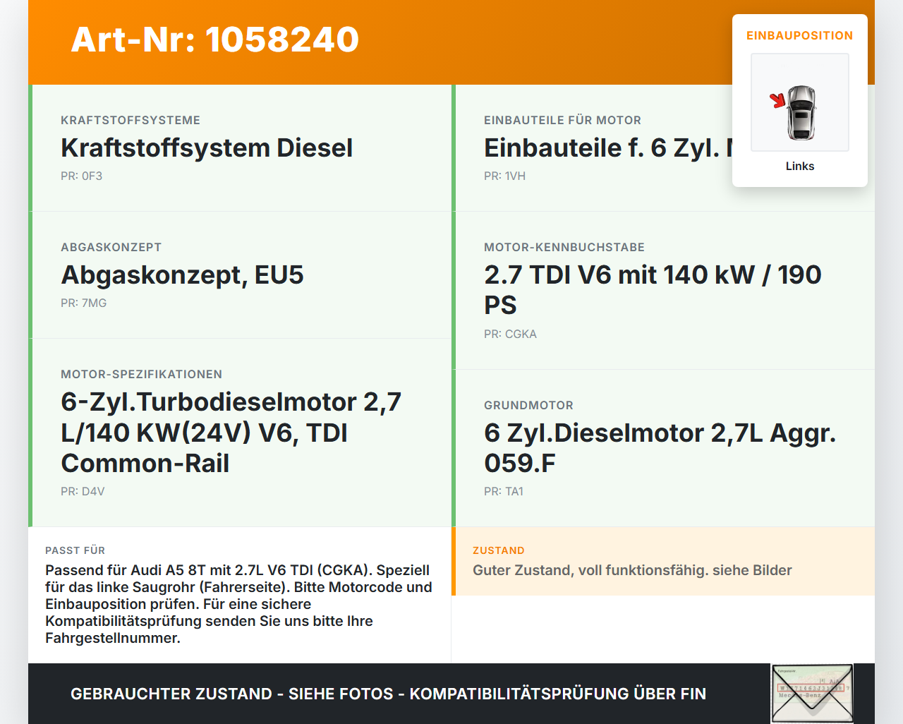 Audi Audi A5 8T 09-11 Stellmotor Stellelement Drallklappen für Saugrohr Links Audi Audi A5 8T 09-11 20.04.2011... Vorschau 3