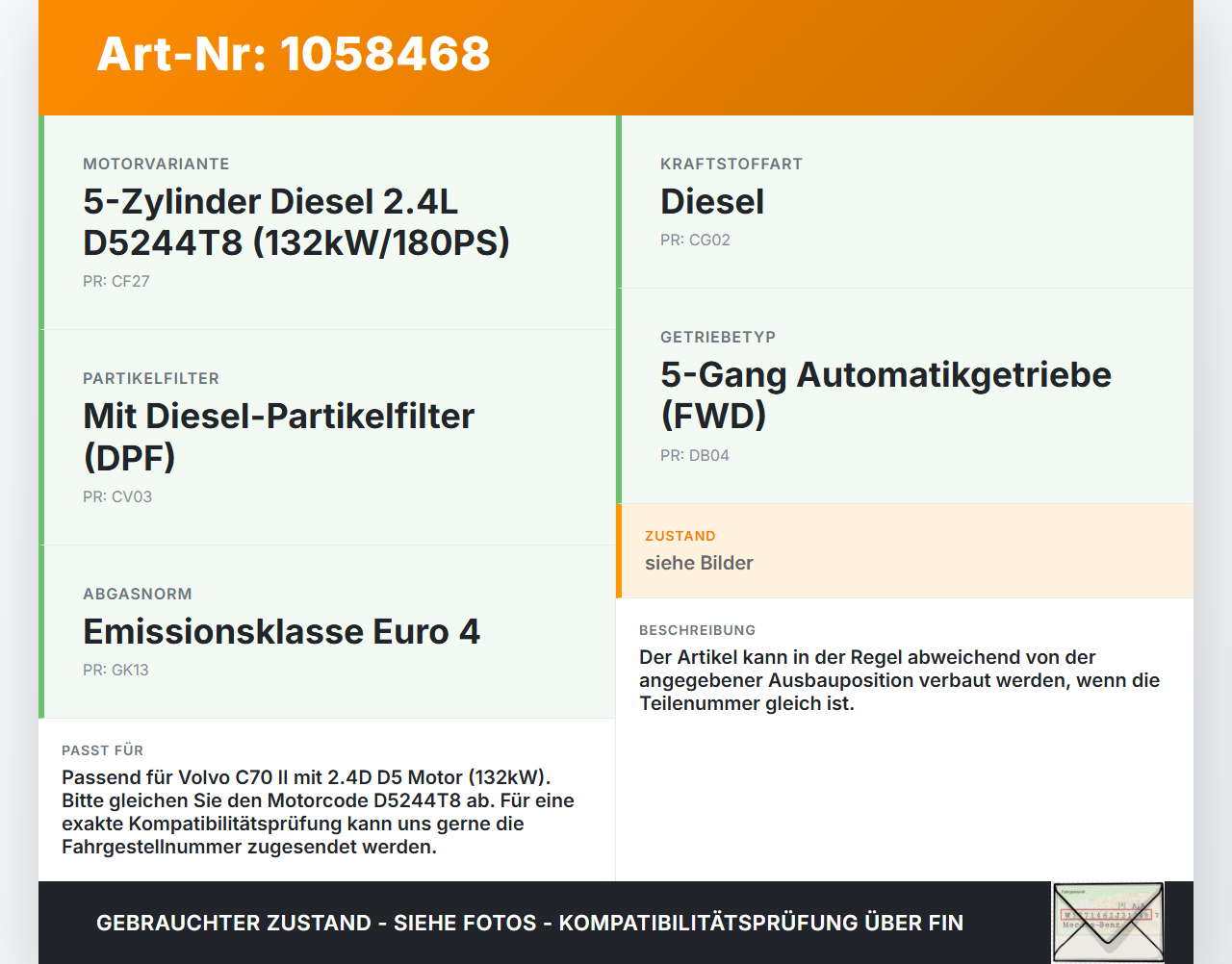 Volvo C70 542 06-09 2,4 132KW Ansaugrohr Ladeluftschlauch Luftschlauch Pos.1 Volvo C70 542 06-09 01.06.2007... Vorschau 3