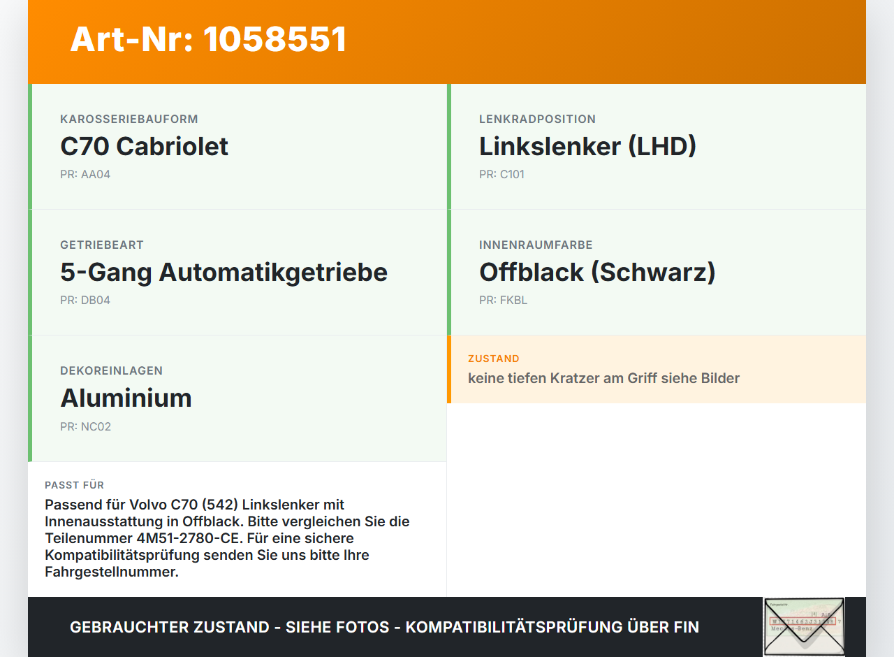 Volvo C70 542 06-09 Handbremshebel Hebel für Handbremse Bremshebel Volvo C70 542 06-09 01.06.2007 4M51-2780-CE gebraucht Vorschau 3