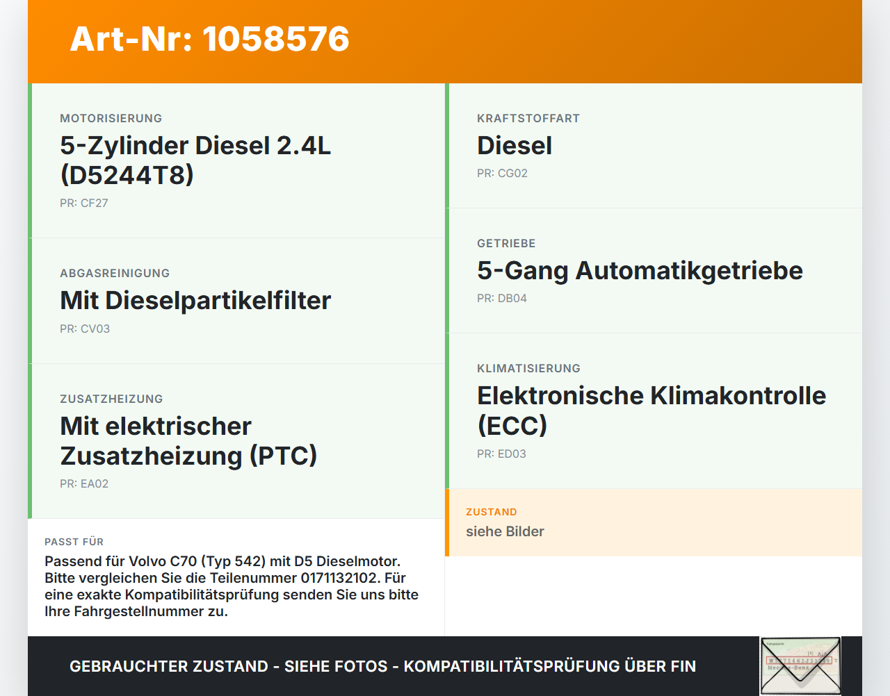 Volvo C70 542 06-09 Zusatzheizgerät Zuheizgerät Heizgerät Volvo C70 542 06-09 01.06.2007 3M51-18K463-FB 0171132102... Vorschau 3