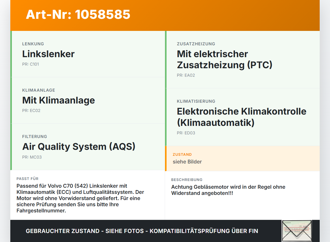 Volvo C70 542 06-09 Gebläsemotor Lüftermotor Heizungsgebläse Volvo C70 542 06-09 01.06.2007 4M5H-18456-CD... Vorschau 3