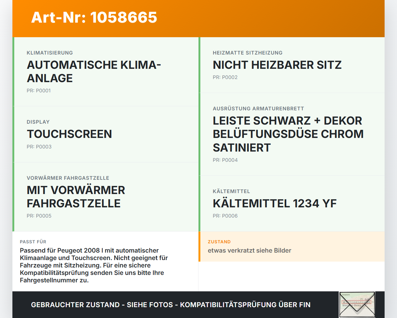 Peugeot 2008 I 13-19 Bedienteil Bedienelement Heizung Klimabedienteil Peugeot 2008 I 13-19 01.12.2016 96722471XU... Vorschau 3