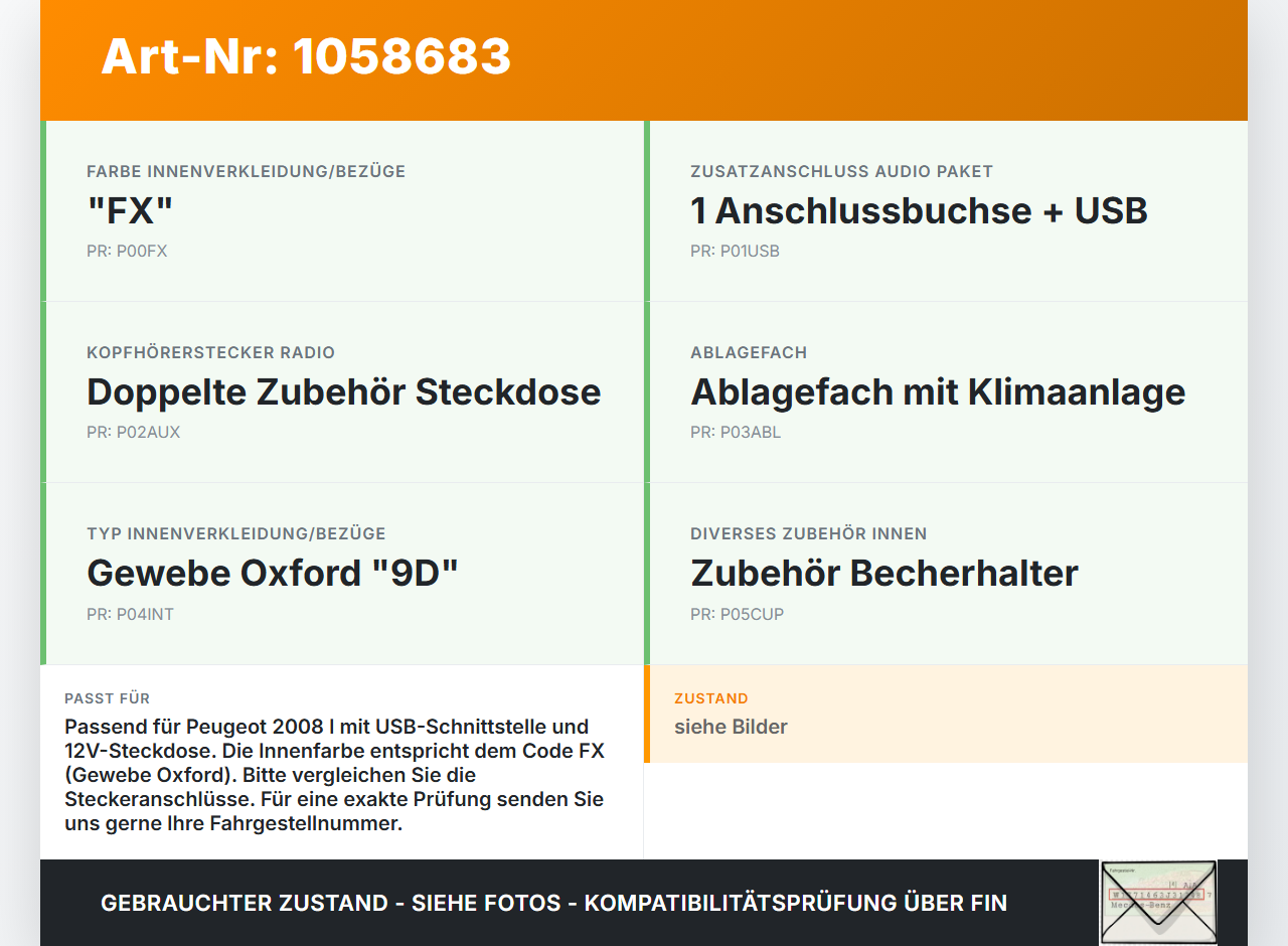 Peugeot 2008 I 13-19 Ablagefach Staufach Fach USB Adapter 12V Steckdose Peugeot 2008 I 13-19 01.12.2016 9674655277... Vorschau 3