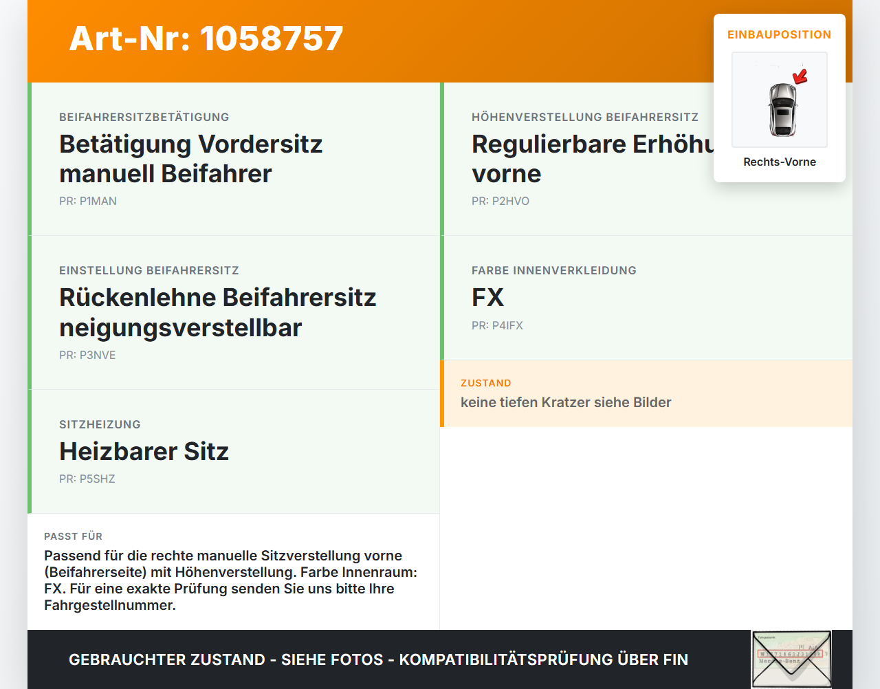 Peugeot 508 I 8D 10-14 HDI 2,0 103KW Hebel für Sitzverstellung Rechts Vorne Peugeot 508 I 8D 10-14 20.11.2012 gebraucht Vorschau 3