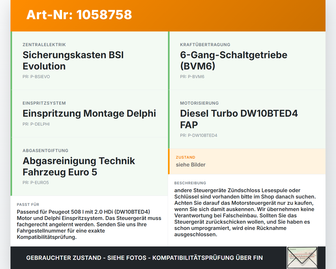 Peugeot 508 I 8D 10-14 HDI 2,0 103KW Steuergerät ECU für Motor Motorsteuergerät Peugeot 508 I 8D 10-14 20.11.2012... Vorschau 3