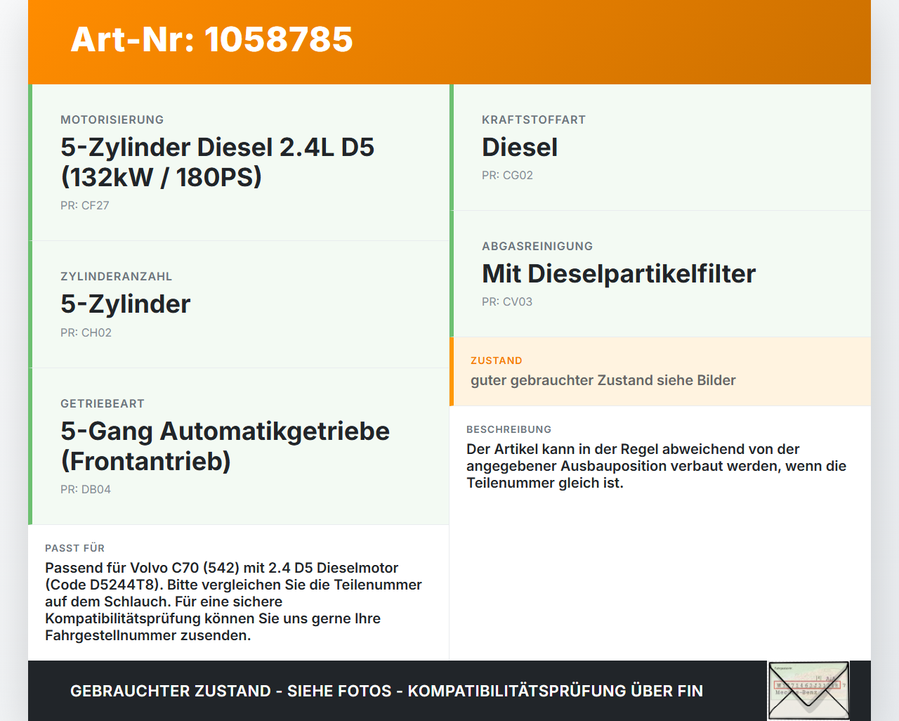 Volvo C70 542 06-09 2,4 132KW Ansaugrohr Ladeluftschlauch Luftschlauch Pos.1 Volvo C70 542 06-09 01.06.2007... Vorschau 3