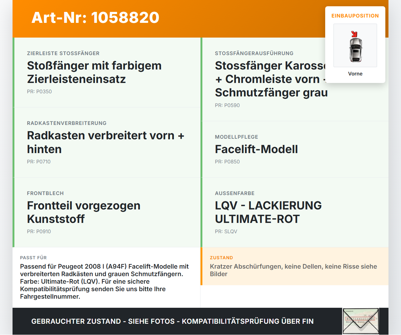 Peugeot 2008 I 13-19 Unterteil für Stoßstange Stoßfänger Frontschürze Vorne LQV Peugeot 2008 I 13-19 01.12.2016... Vorschau 3