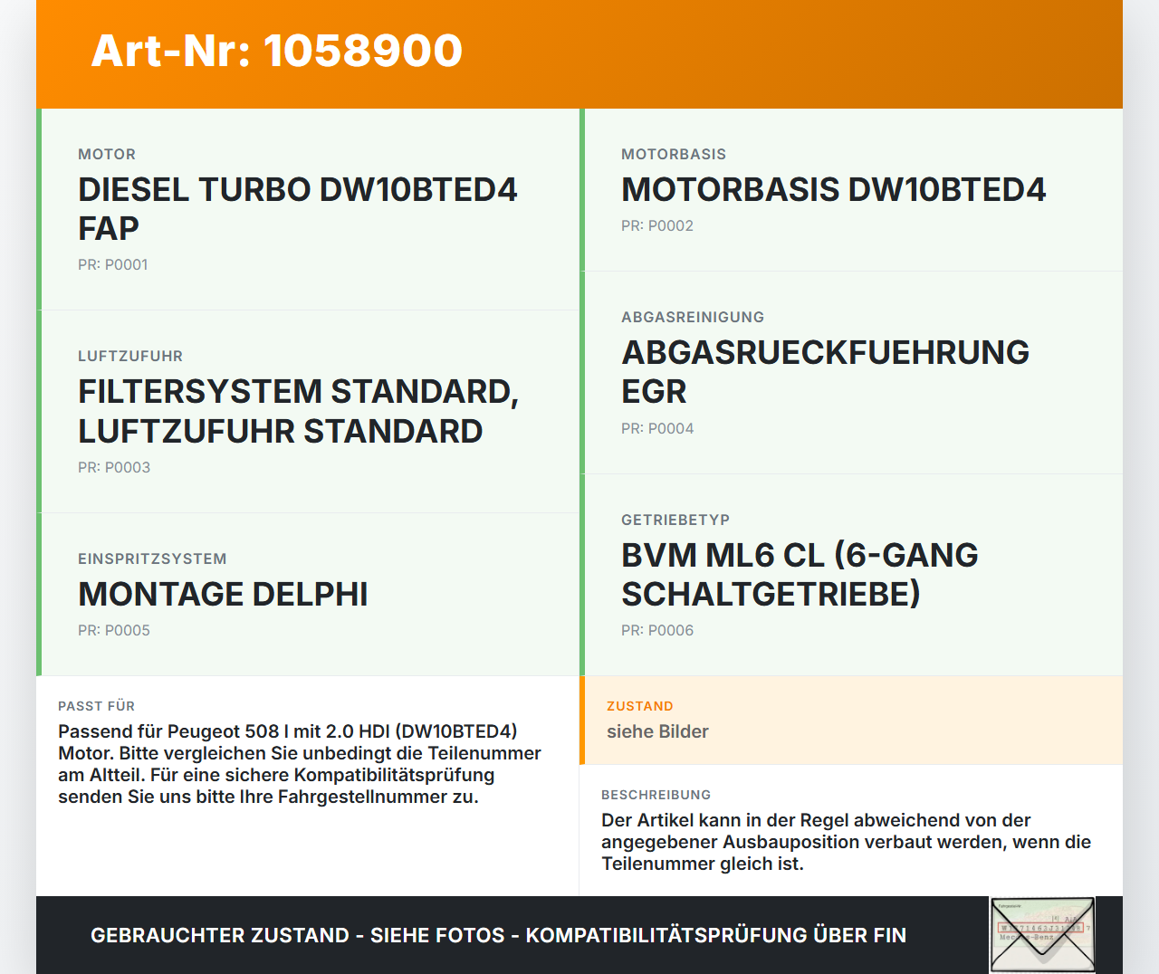 Peugeot 508 I 8D 10-14 HDI 2,0 103KW Ansaugrohr Ladeluftschlauch Luftschlauch Pos.1 Peugeot 508 I 8D 10-14... Vorschau 3