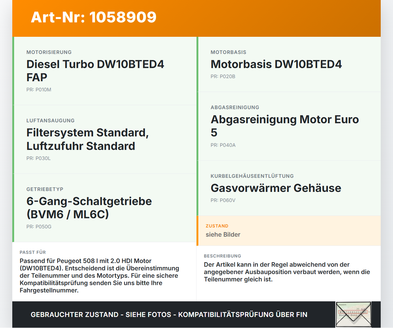 Peugeot 508 I 8D 10-14 HDI 2,0 103KW Ansaugrohr Ladeluftschlauch Luftschlauch Pos.1 Peugeot 508 I 8D 10-14... Vorschau 3