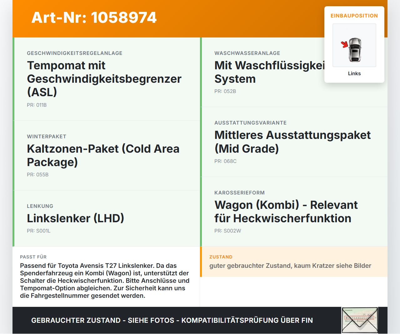 Toyota Avensis T27 08-11 Lenkstockschalter Wischerschalter Wischer Links Toyota Avensis T27 08-11 07.09.2011 17F003... Vorschau 3