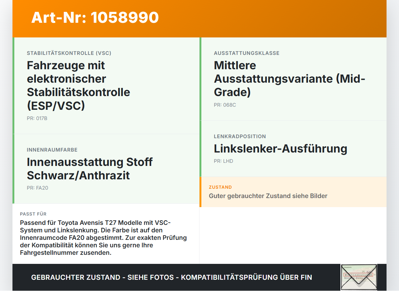 Toyota Avensis T27 08-11 Schalter Öffner Taster ESP Off Toyota Avensis T27 08-11 07.09.2011 15C032 gebraucht Vorschau 3