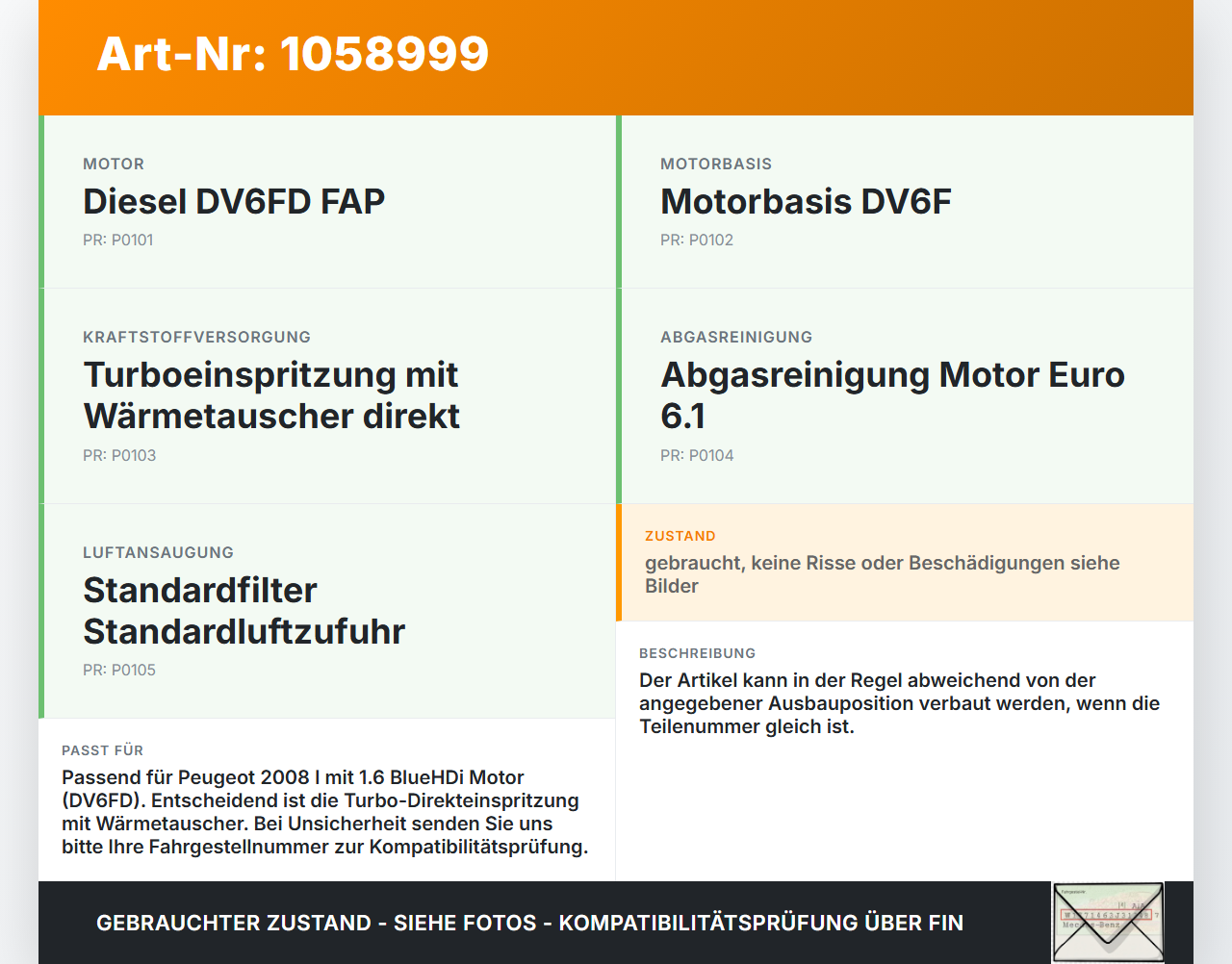 Peugeot 2008 I 13-19 HDI 1,6 73KW Ladeluftschlauch Ansaugrohr Luftschlauch Schlauch Peugeot 2008 I 13-19 01.12.2016... Vorschau 3
