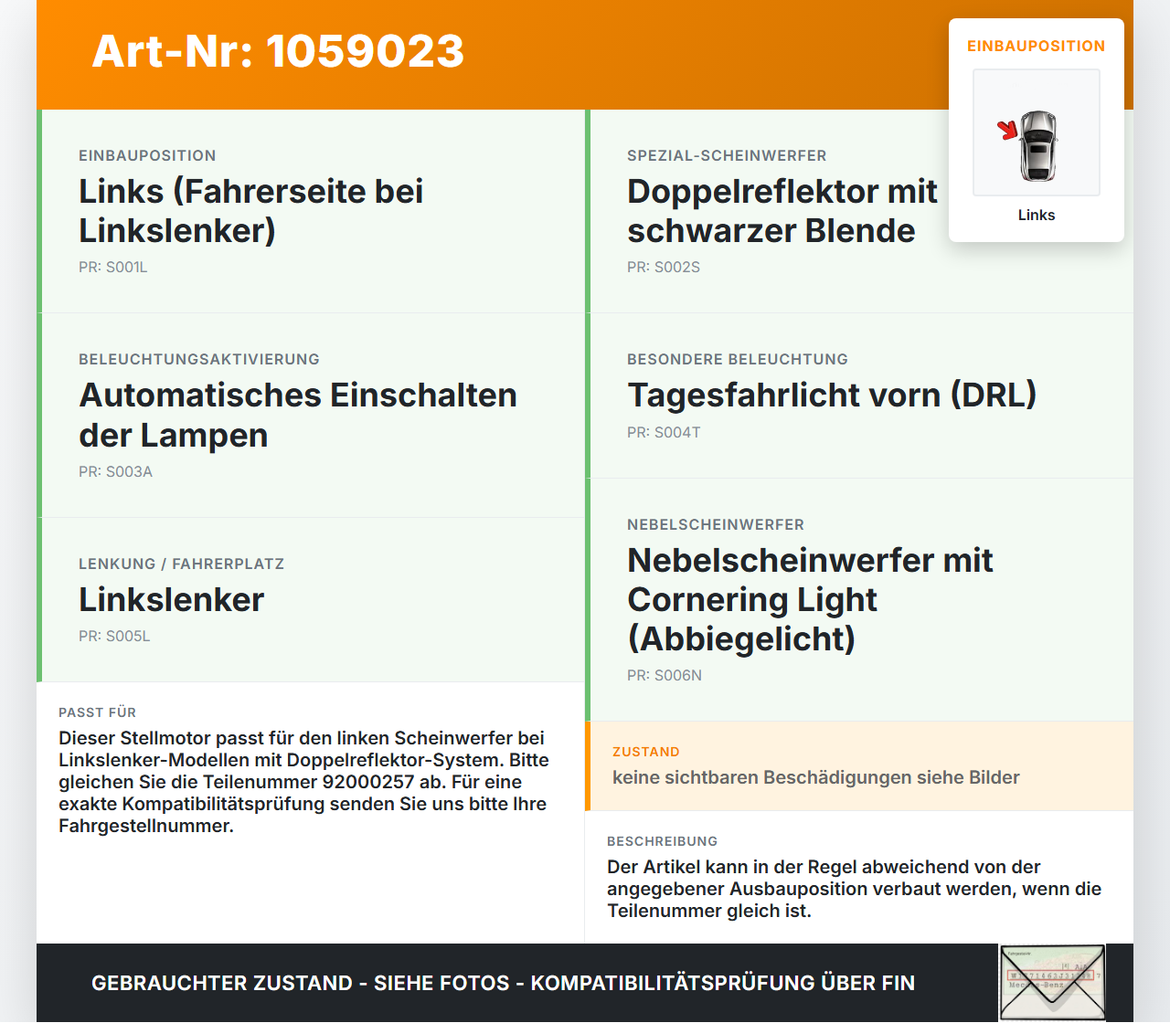 Peugeot 2008 I 13-19 Stellmotor für Scheinwerfer LWR Links Peugeot 2008 I 13-19 01.12.2016 92000257 gebraucht Vorschau 3