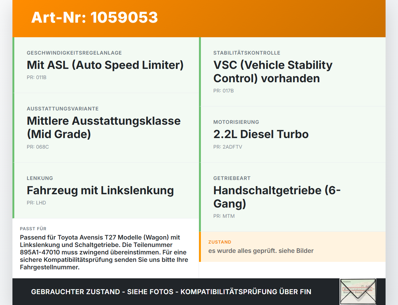 Toyota Avensis T27 08-11 Relais für Bremssignal Toyota Avensis T27 08-11 07.09.2011 895A1-47010 061800-1011 gebraucht Vorschau 3