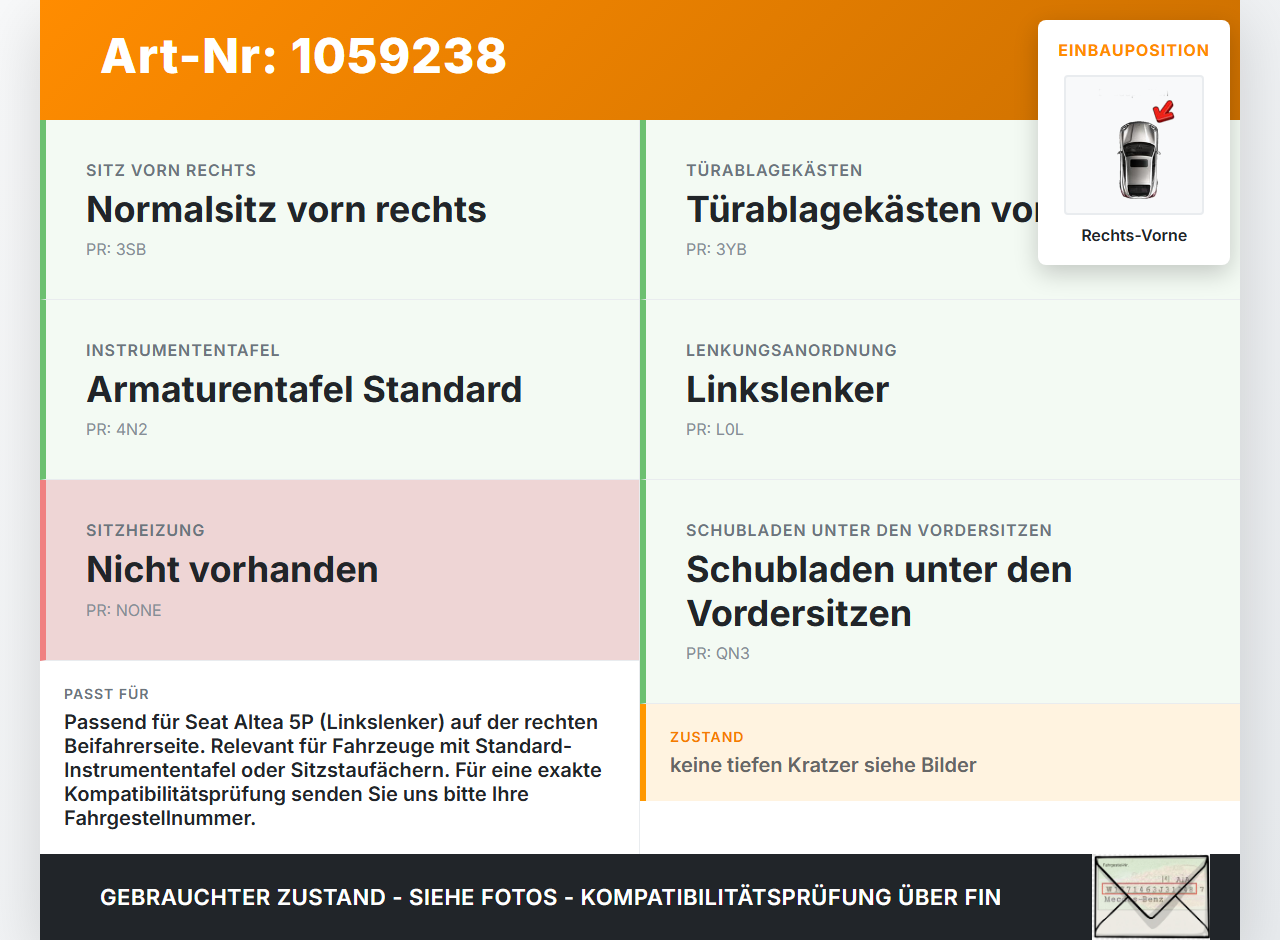Seat Altea 5P 04-09 Ablagefach Staufach Fach Rechts Vorne Seat Altea 5P 04-09 21.11.2007 gebraucht Vorschau 3