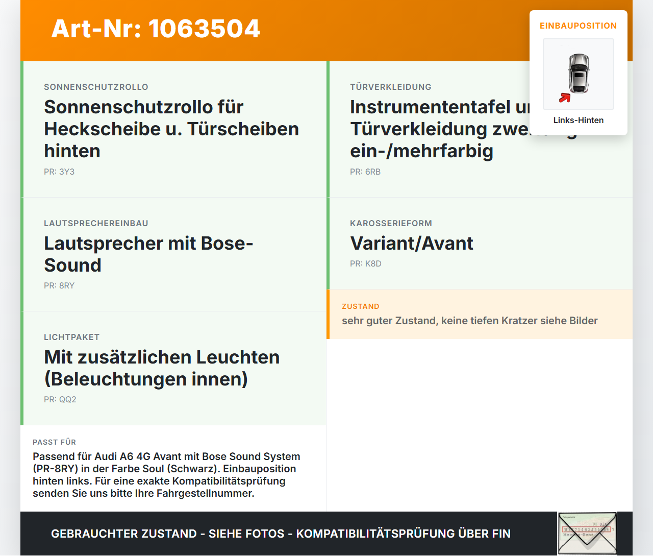 Audi A6 4G C7 11-14 qu Lautsprecherblende Blende Links hinten Audi A6 4G C7 11-14 qu 31.01.2012 4G0035435A... Vorschau 3