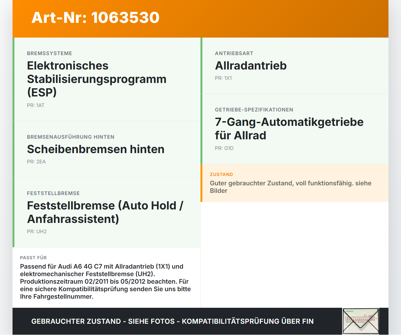 Audi A6 4G C7 11-14 qu Steuergerät Handbremse ECU Modul Feststellbremse Audi A6 4G C7 11-14 qu 31.01.2012... Vorschau 3