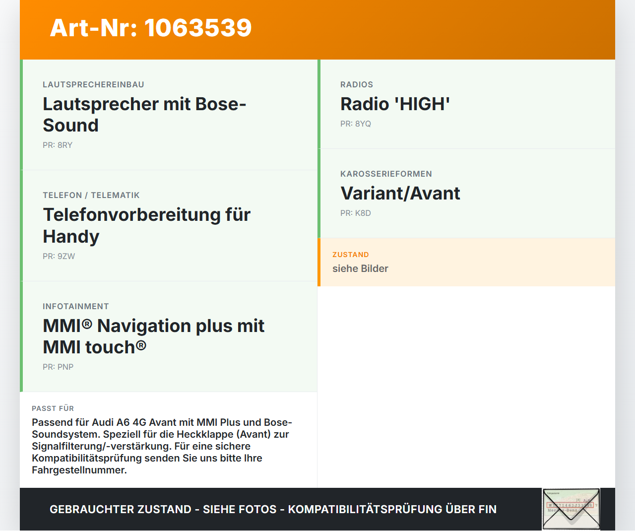 Audi A6 4G C7 11-14 qu Antennenverstärker Weiche Antenne Kofferraumdeckel Audi A6 4G C7 11-14 qu 31.01.2012... Vorschau 3