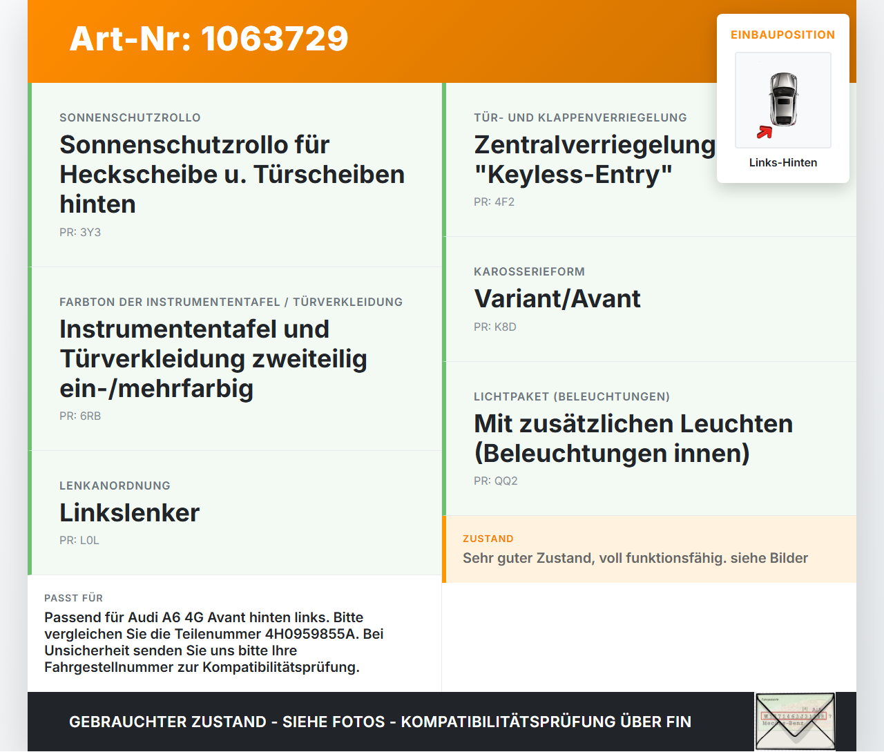 Audi A6 4G C7 11-14 qu Kombi Fensterheberschalter Schalter Links Hinten Audi A6 4G C7 11-14 qu 31.01.2012... Vorschau 3