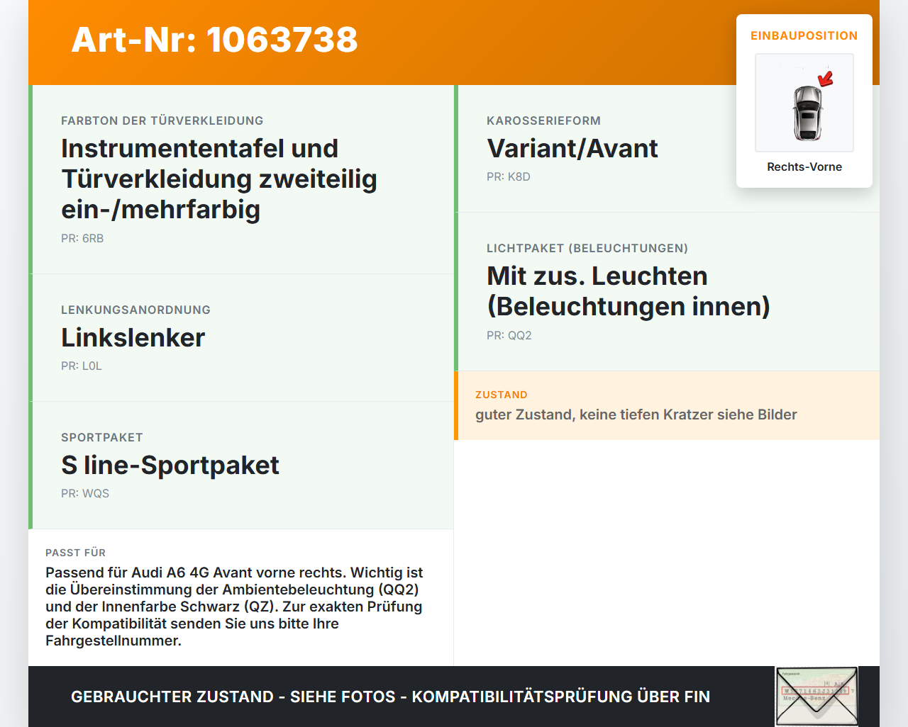 Audi A6 4G C7 11-14 qu Kombi Türgriff Griffmuschel Griff Innen Rechts Vorne Audi A6 4G C7 11-14 qu 31.01.2012... Vorschau 3