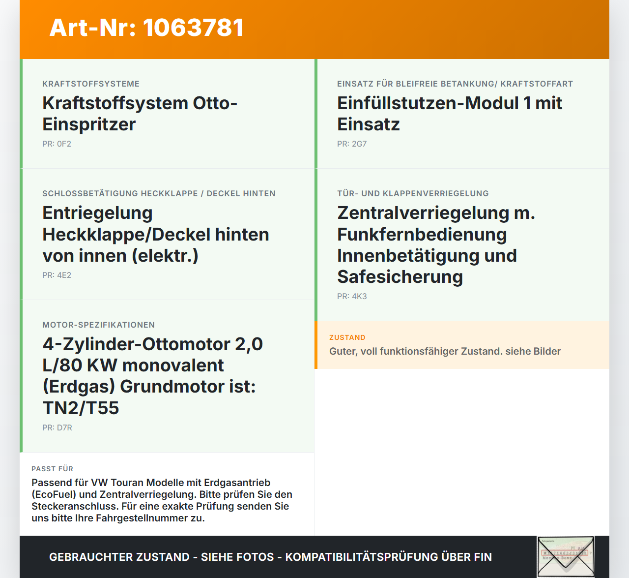 VW Touran 1T 06-10 Tankdeckel Stellmotor Tankklappenmotor VW Touran 1T 06-10 06.08.2007 1T0810773A 1K5959782 gebraucht Vorschau 3