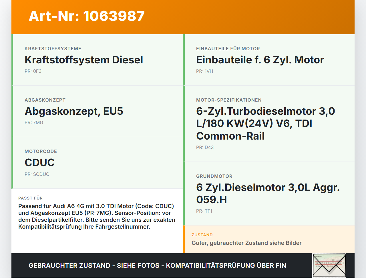 Audi A6 4G C7 11-14 qu 2,0 130KW Sensor Abgastemperatursensor Abgassonde Audi A6 4G C7 11-14 qu 31.01.2012... Vorschau 3