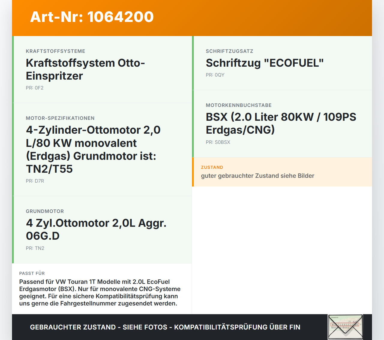 VW Touran 1T 06-10 CNG 2,0 80KW Magnetventil für Gasanlage VW Touran 1T 06-10 06.08.2007 2K0959975A 905-55052-S1... Vorschau 3