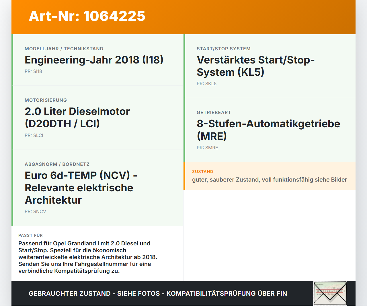 Opel Grandland I 17-21 Schmelzsicherung Zentralelektrik Batterie Stromverteiler Opel Grandland I 17-21 29.03.2018... Vorschau 3