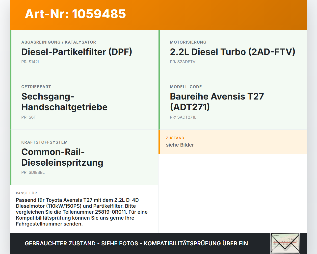 Toyota Avensis T27 08-11 2,2 110KW Magnetventil Toyota Avensis T27 08-11 07.09.2011 25819-0R011 7.00513.08 gebraucht Vorschau 3