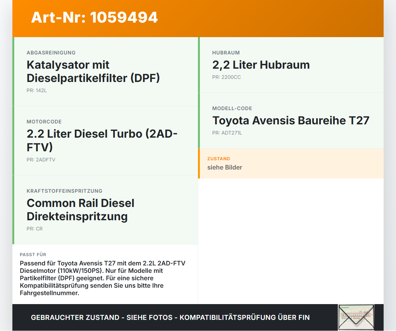 Toyota Avensis T27 08-11 2,2 110KW 2ADFTV Nockenwelle Auslass Toyota Avensis T27 08-11 07.09.2011 gebraucht Vorschau 3