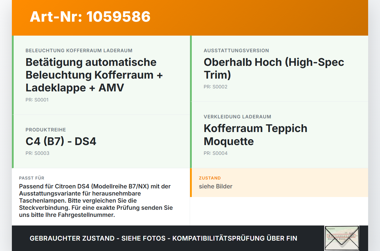 Citroen DS4 NX 11-15 Kofferraumleuchte herausnehmbar Taschenlampe Citroen DS4 NX 11-15 20.05.2011 gebraucht Vorschau 3