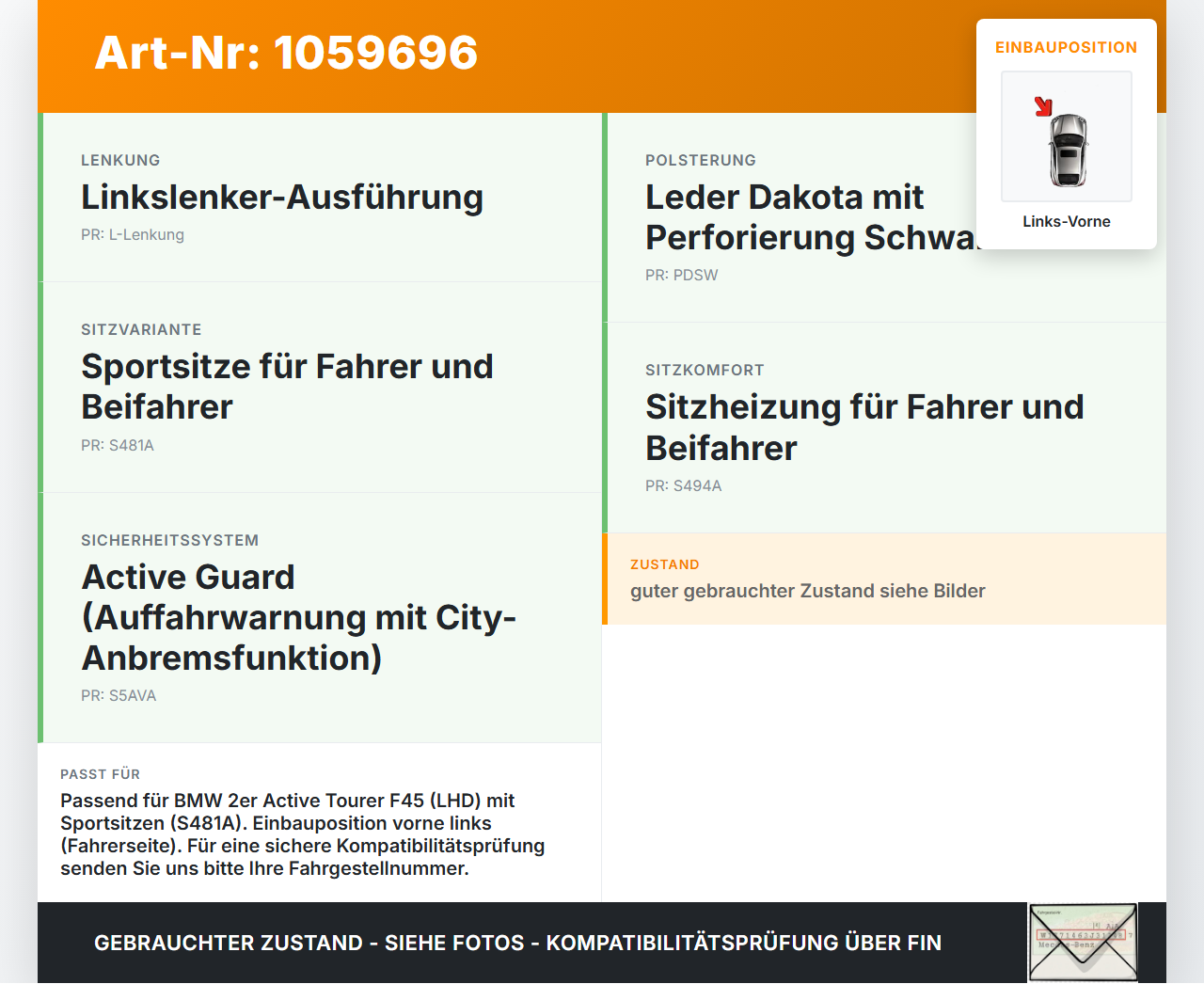 BMW 218i F45 14-18 Gurtschloss Links Vorne BMW 218i F45 14-18 17.07.2017 gebraucht Vorschau 3