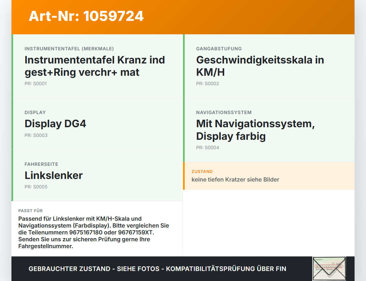 Citroen DS4 NX 11-15 1,6 115KW Kombiinstrument Tacho Citroen DS4 NX 11-15 20.05.2011 9675167180 96767159XT gebraucht Vorschau 3