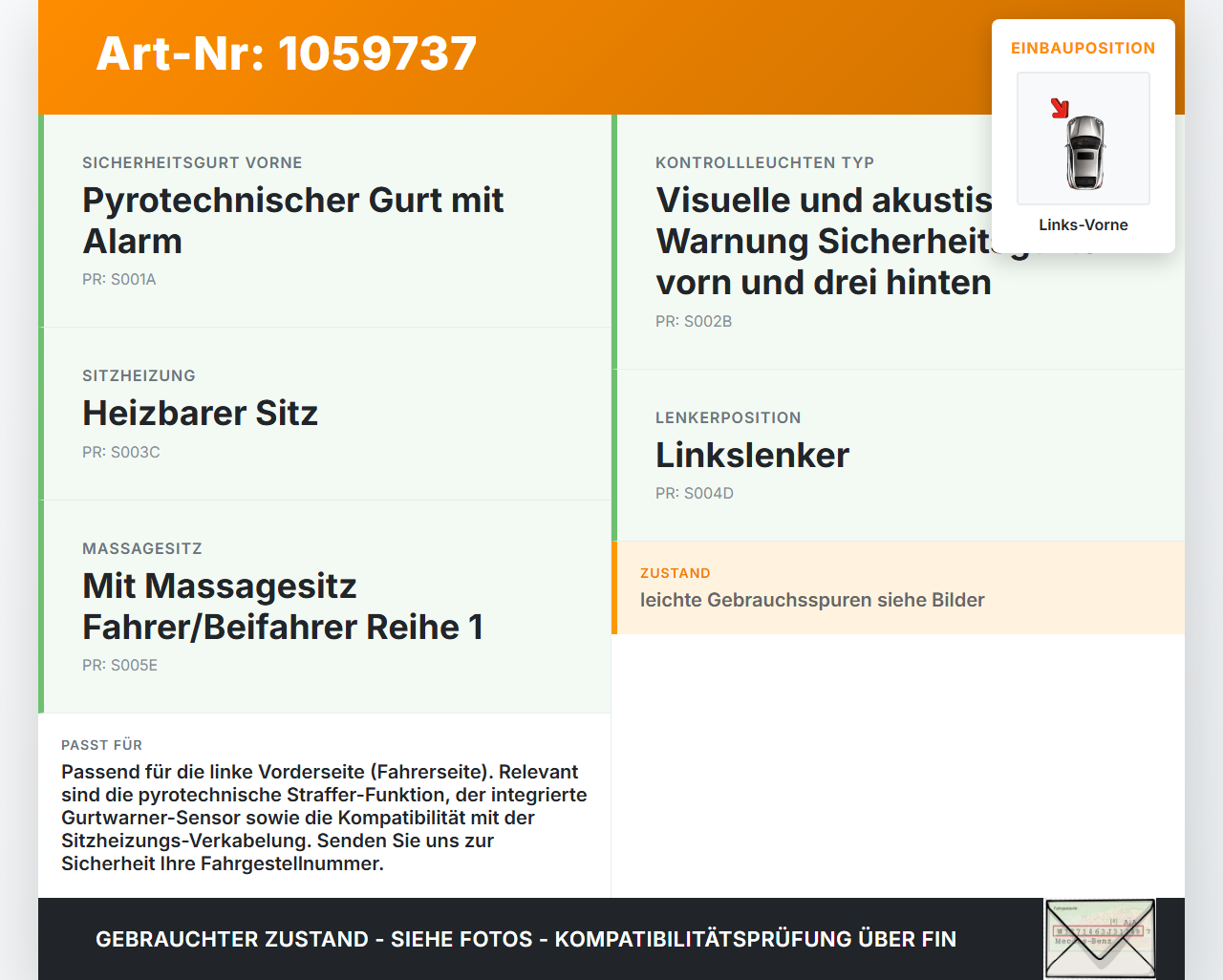 Citroen DS4 NX 11-15 Gurtschloss Links Vorne Citroen DS4 NX 11-15 20.05.2011 96748384XT 306902400621AF gebraucht Vorschau 3