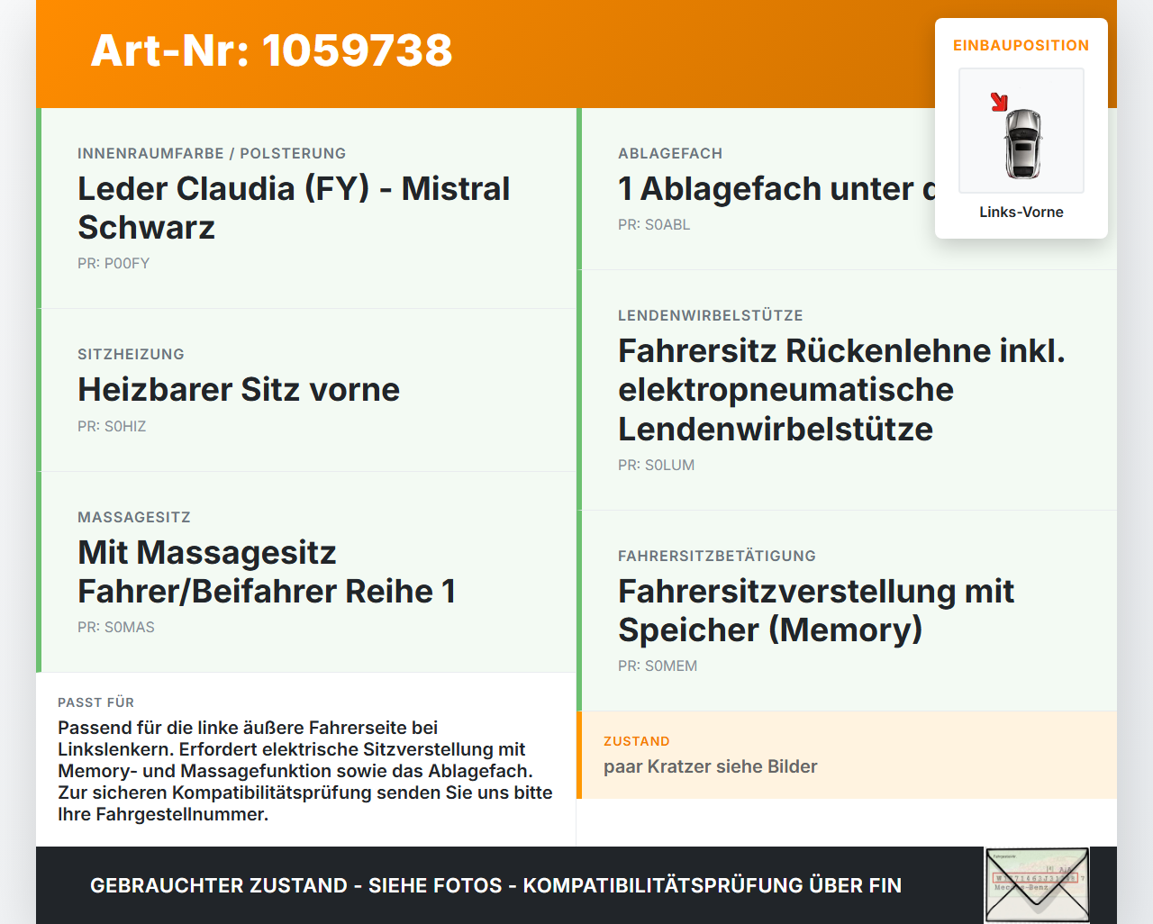 Citroen DS4 NX 11-15 Sitzverkleidung Seitenteil für SItz Fahrer Aussen Links Vorne Citroen DS4 NX 11-15 20.05.2011... Vorschau 3