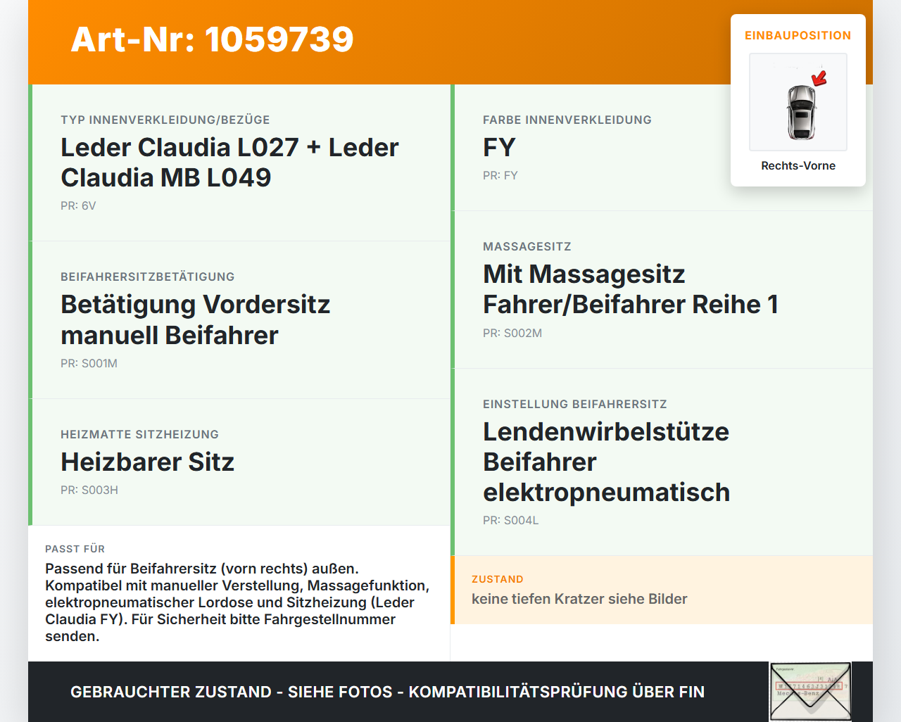 Citroen DS4 NX 11-15 Blende Innen Auflage Applikation für Sitz Rechts Vorne Aussen Citroen DS4 NX 11-15 20.05.2011... Vorschau 3