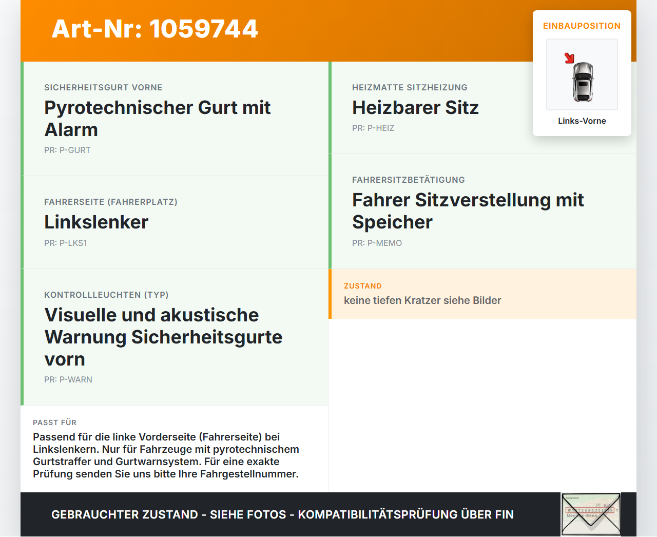Citroen DS4 NX 11-15 Gurtschloss Links Vorne Citroen DS4 NX 11-15 20.05.2011 96748384XT 306902400G21AF gebraucht Vorschau 3