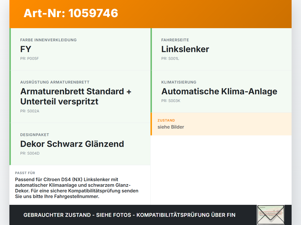 Citroen DS4 NX 11-15 Luftdusche Luftdüse Mitte Citroen DS4 NX 11-15 20.05.2011 00127493 gebraucht Vorschau 3
