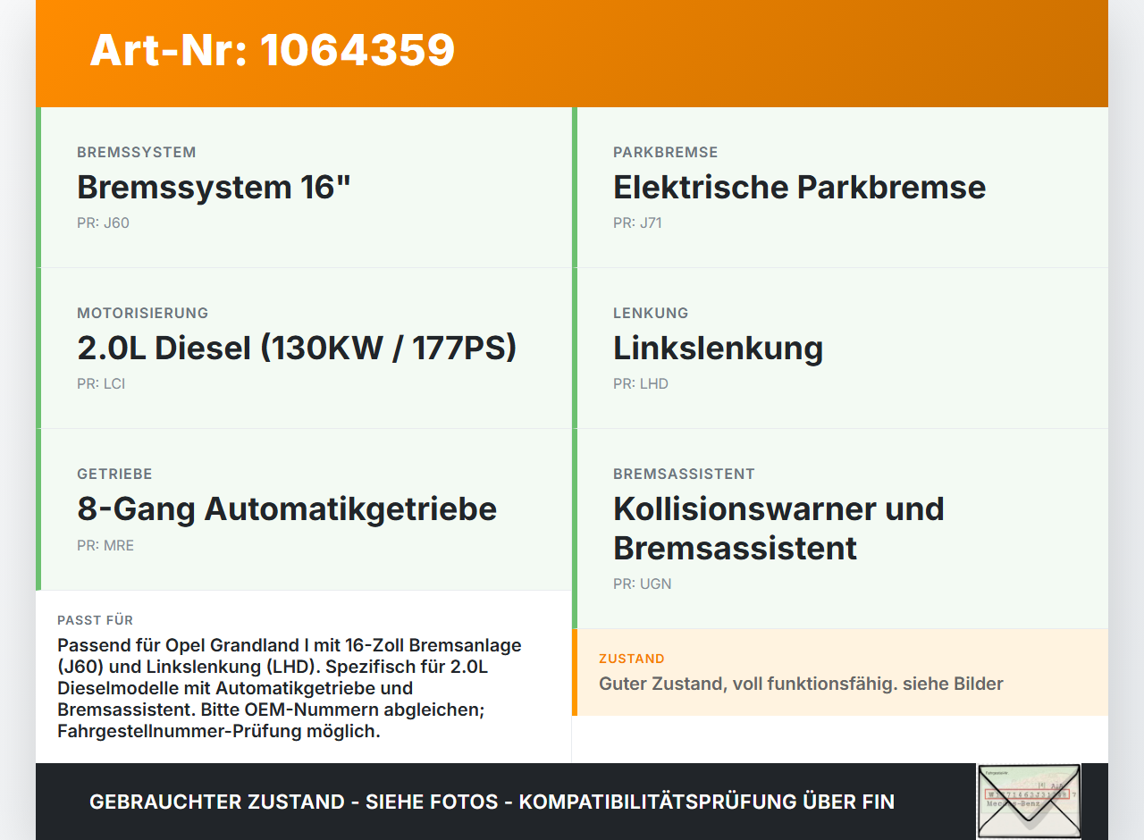 Opel Grandland I 17-21 2,0d 130KW Bremskraftverstärker Opel Grandland I 17-21 29.03.2018 1616905380 9807687080... Vorschau 3