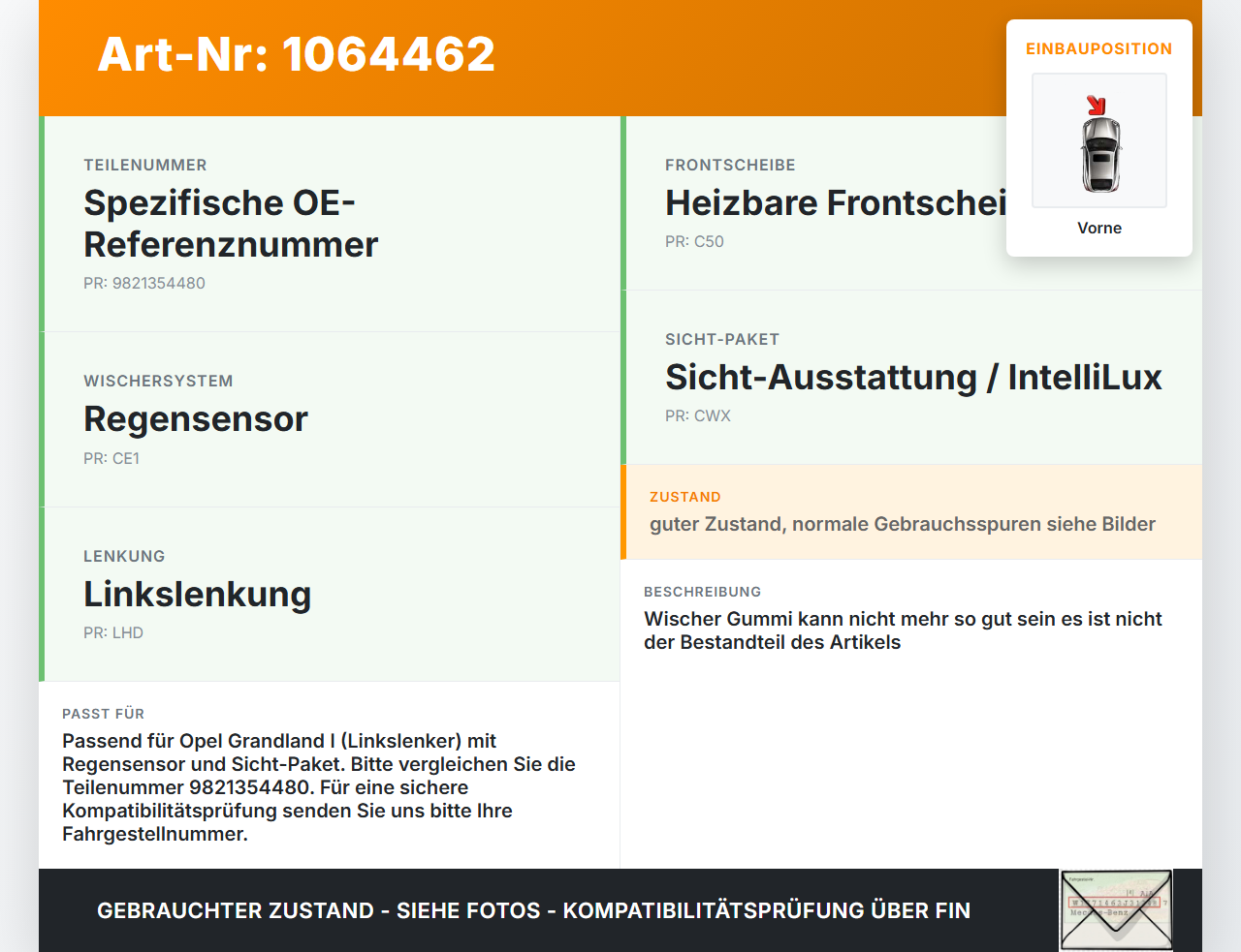 Citroen C4 III 20-24 2x Scheibenwischer Wischarm Vorne Citroen C4 III 20-24 26.09.2024 YP00151880 9821354480 gebraucht Vorschau 3