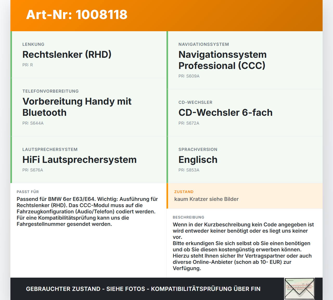 BMW E63 6er 645Ci 03-07 Navigationssystem Navi Professional CCC 1CD Modul BMW E63 6er 645Ci 03-07 10.01.2005... Vorschau 3