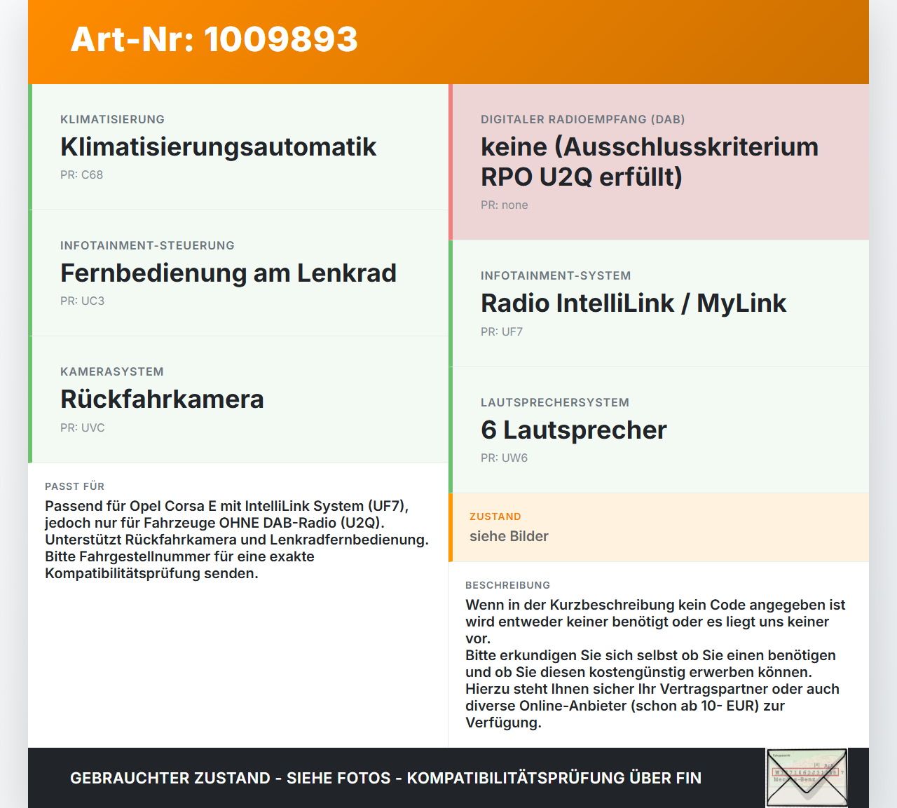 Opel Corsa E X15 14-19 Navigationssystem Navi Opel Corsa E X15 14-19 25.02.2015 95441719 688277334 gebraucht Vorschau 3