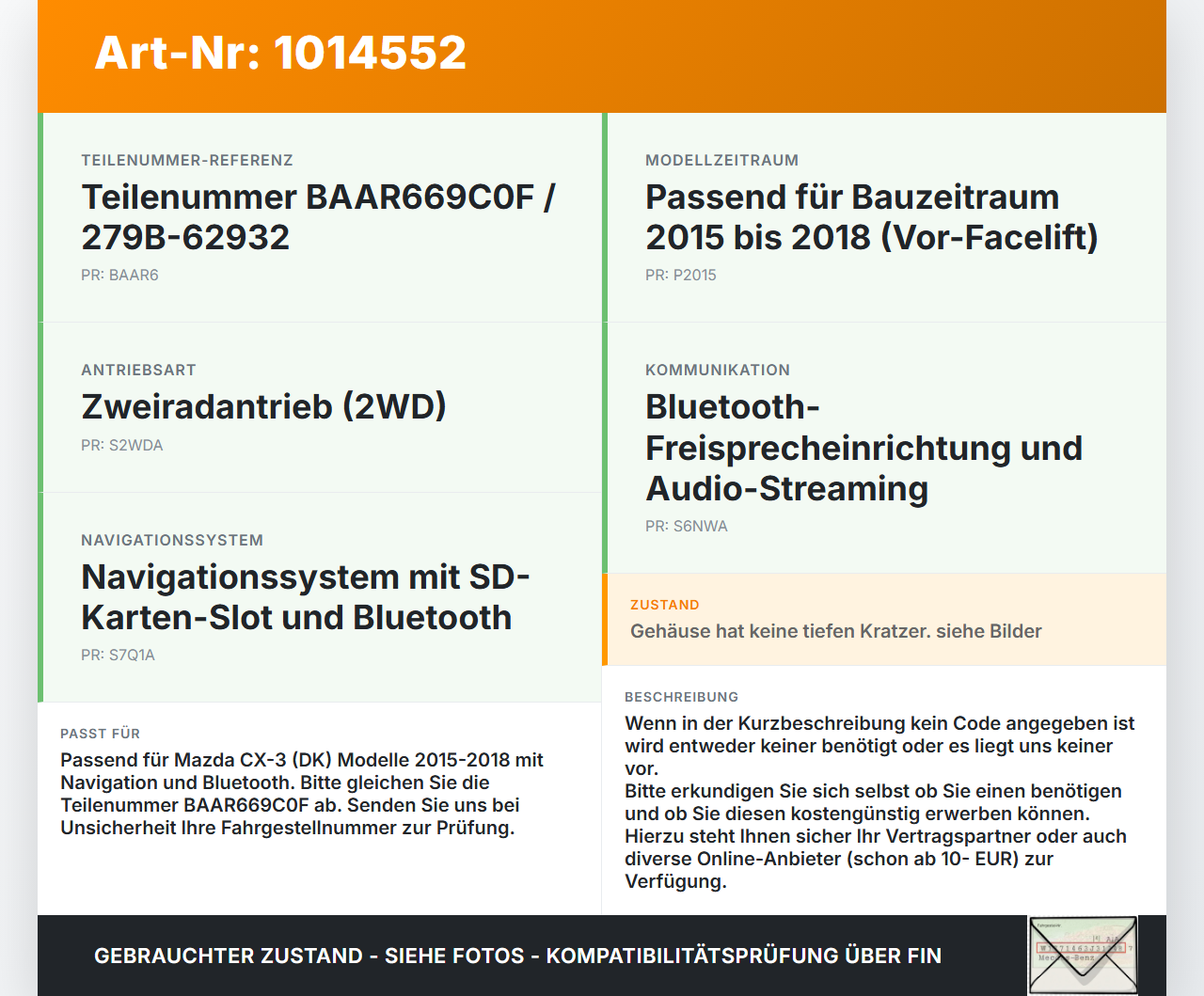 Mazda CX-3 DK 15-18 Navigationssystem Navi Bluetooth Mazda CX-3 DK 15-18 11.05.2017 BAAR669C0F 279B-62932 gebraucht Vorschau 3