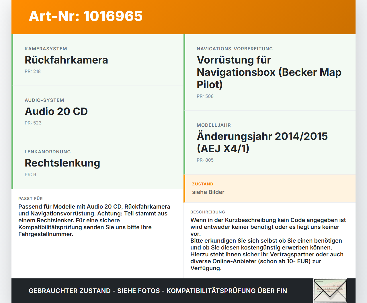 Mercedes W176 A200 12-15 Navigationssystem Navi NTG 4.5 1CD Mercedes W176 A200 12-15 28.01.2015 A2469008314 gebraucht Vorschau 3