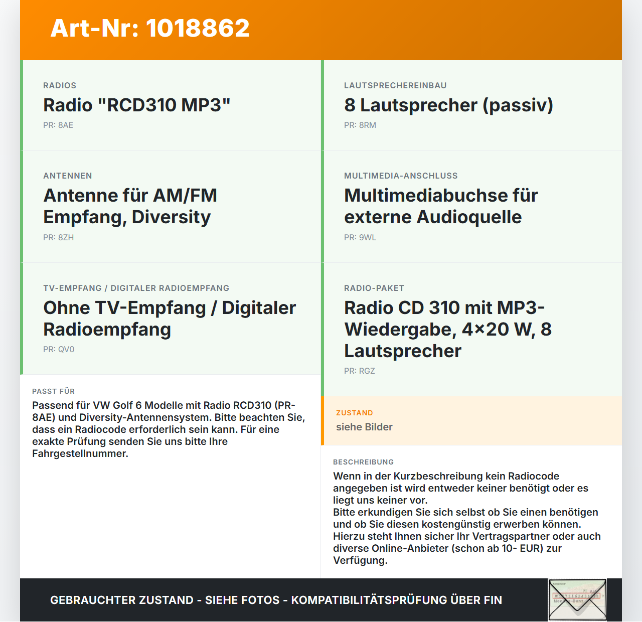 VW Golf 6 VI 5K 08-12 Autoradio CD-Radio Blaupunkt Low EU BVX Orig. Blaupunkt VW Golf 6 VI 5K 08-12 15.06.2011... Vorschau 3